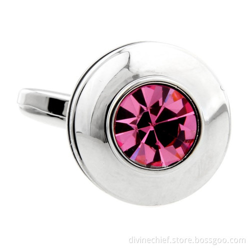 Beautiful Pink Crystal Cufflinks, Wholesale Custom Cufflinks For Man's Shirt